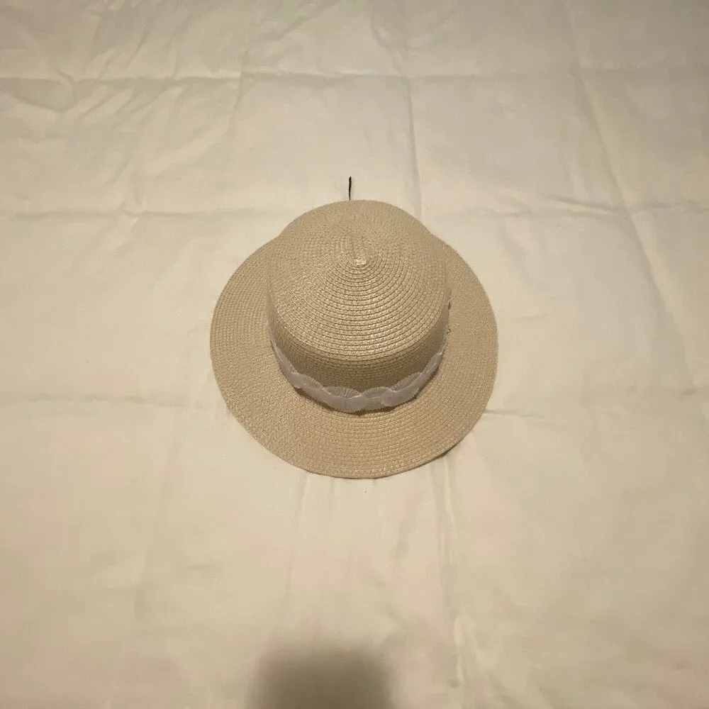 Women's French-Style Wide Brim Summer Sun Hat with French Lace Bow NEW - Picture 4 of 6